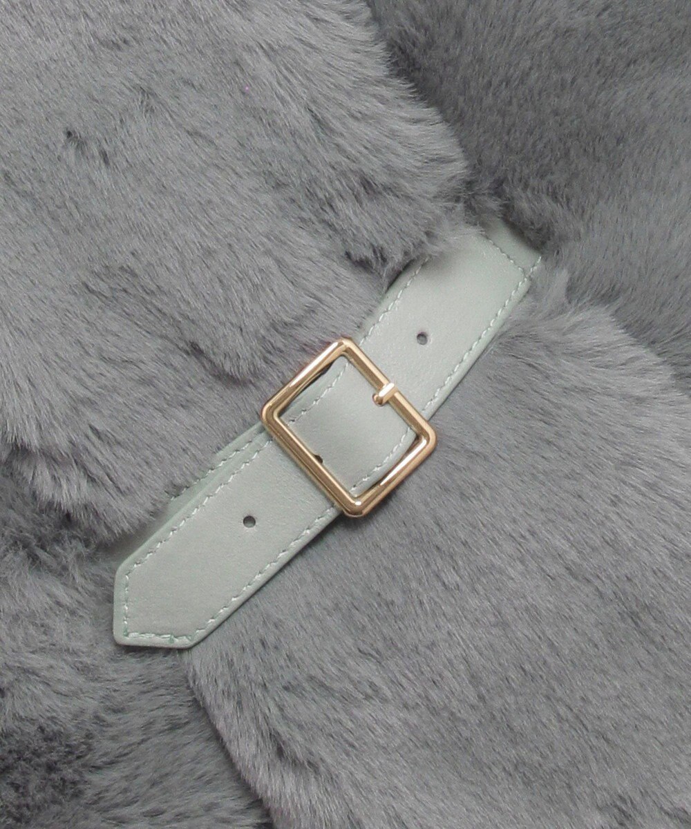 MOONBAT 【大人百花1月号掲載】FURLA フェイクファーマフラー ベルト差し込み ファーティペット ロゴプレート付 