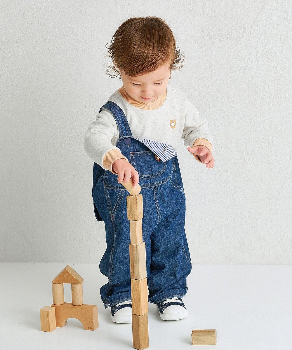 MIKI HOUSE HOT BISCUITS 【70-110cm】ワンポイント 6オンスデニム オーバーオール 