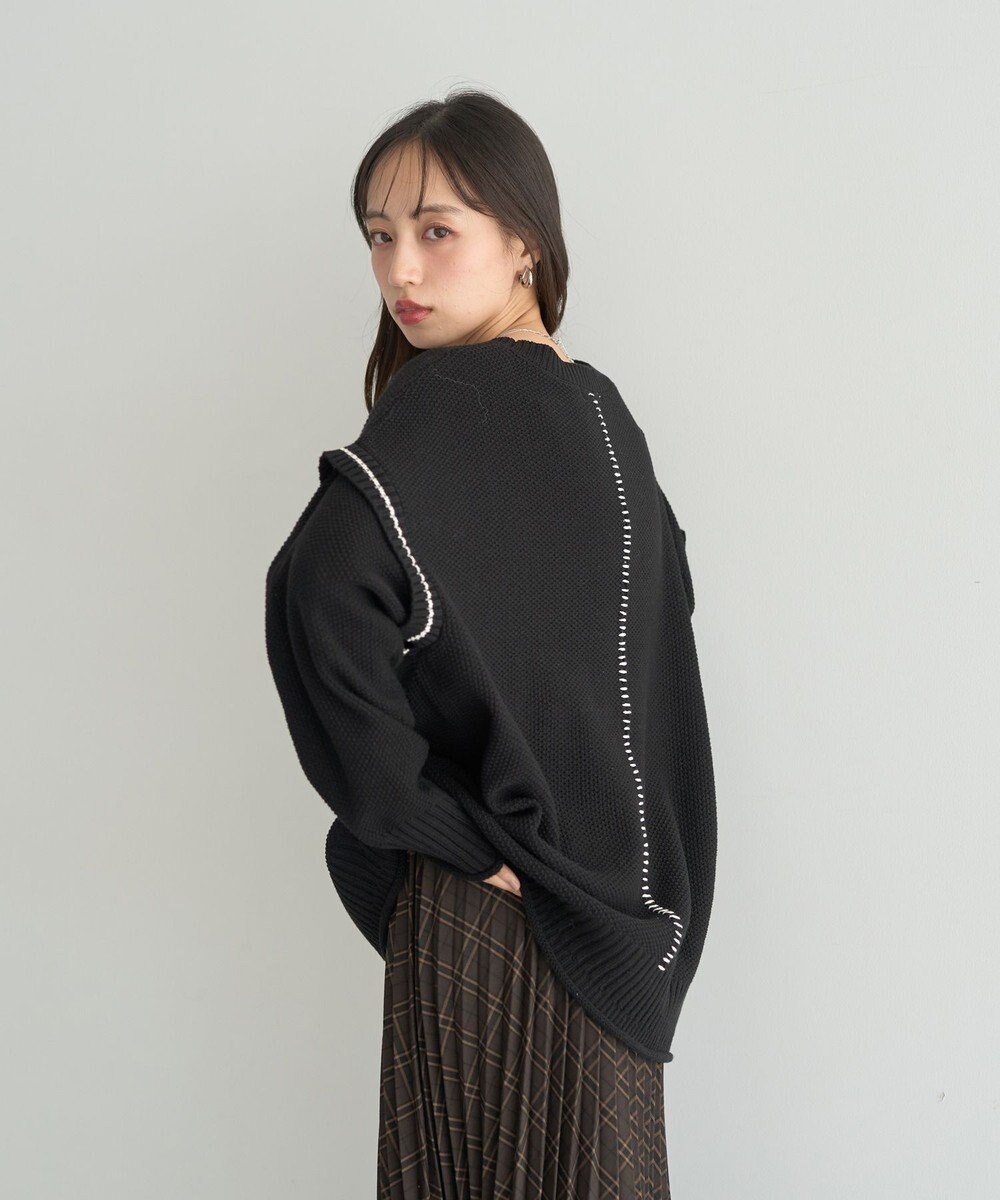 earth music&ecology 【洗濯機洗い可 / 選べる丈】アンチピリングC/A選べる丈配色ニット 