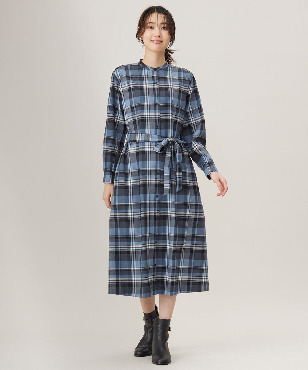 J.PRESS LADIES L 【洗える】テトロンレーヨン/ウール milledタータン ワンピース 