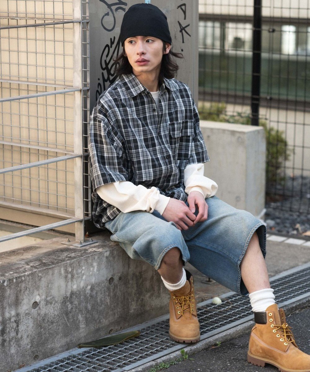 WEGO 【ユニセックス着用ITEM/SMLサイズ展開】スーパーバギーデニムショーツ 