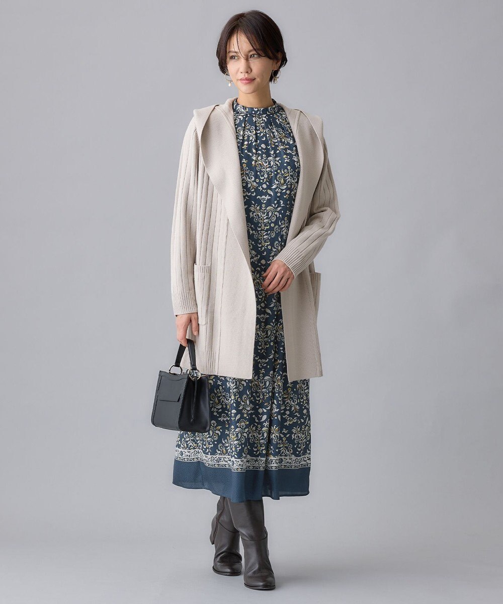 自由区 S 【WEB限定・洗える】ウールミックス フード付きカーディガン 