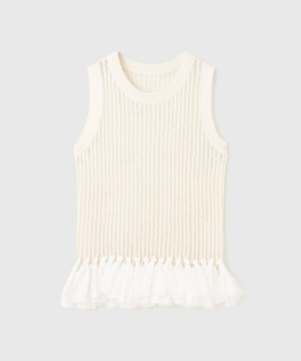 GRACE CONTINENTAL チュールフリンジニットトップ 