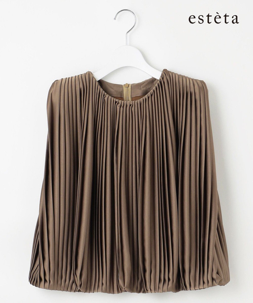 23区 L 【エステータ】ドレープサテン プリーツブラウス 