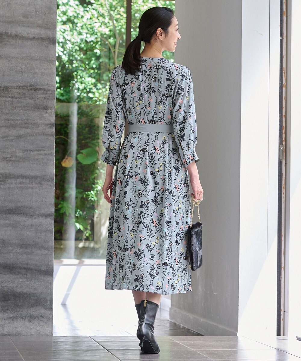 自由区 S 【WEB&一部店舗限定】ハーバルフロープリント8分袖 ワンピース 