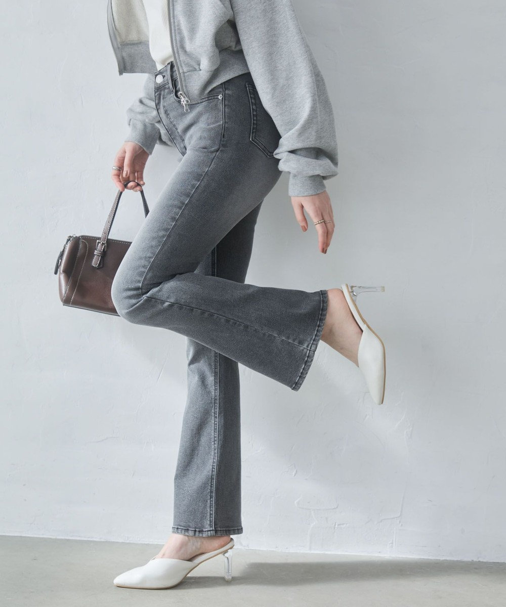 WEGO 【美脚パンツ】ストレッチフレアデニムパンツ 