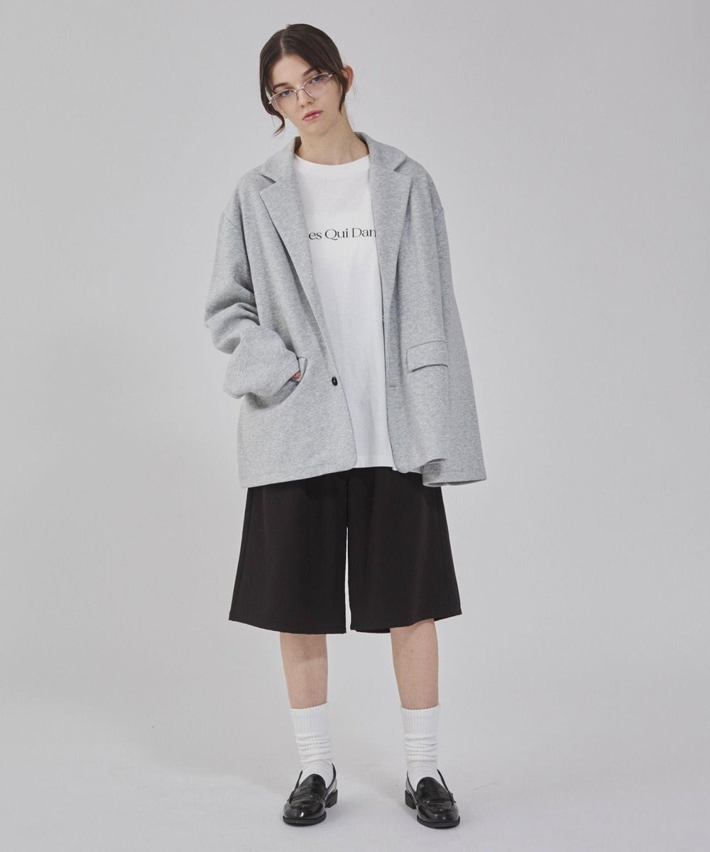 WEGO 【ユニセックス着用ITEM/MLサイズ展開】ボンディングスウェットテーラードジャケット 