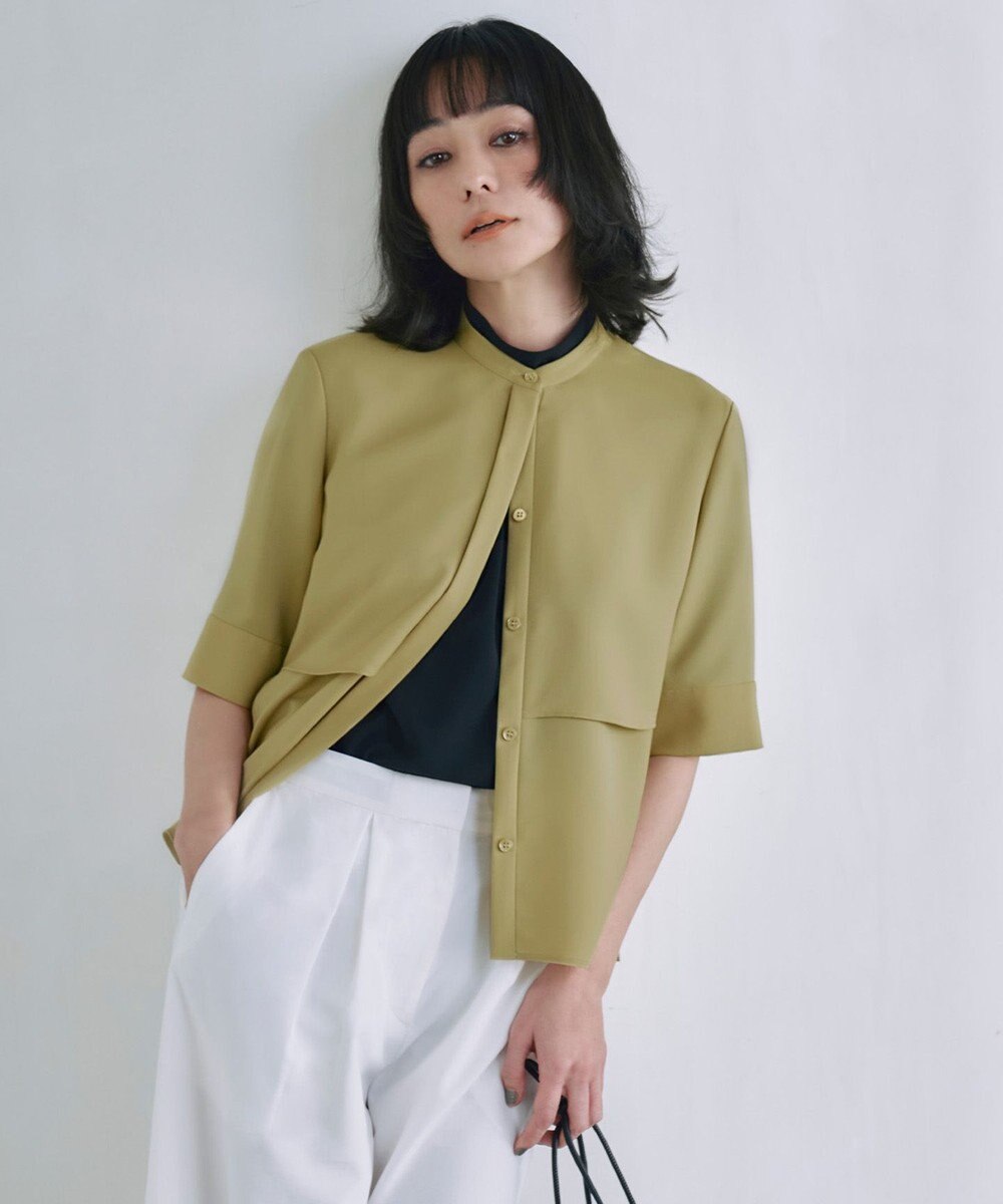 ICB L 【洗える】ストレッチジョーゼット ハイネックブラウス 