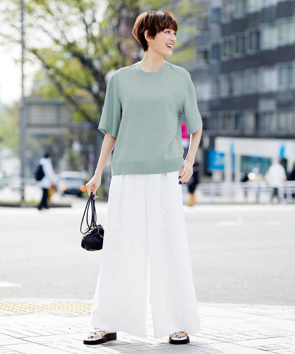 ICB 【新色追加・洗える】 FluidBackSatin Tブラウス 