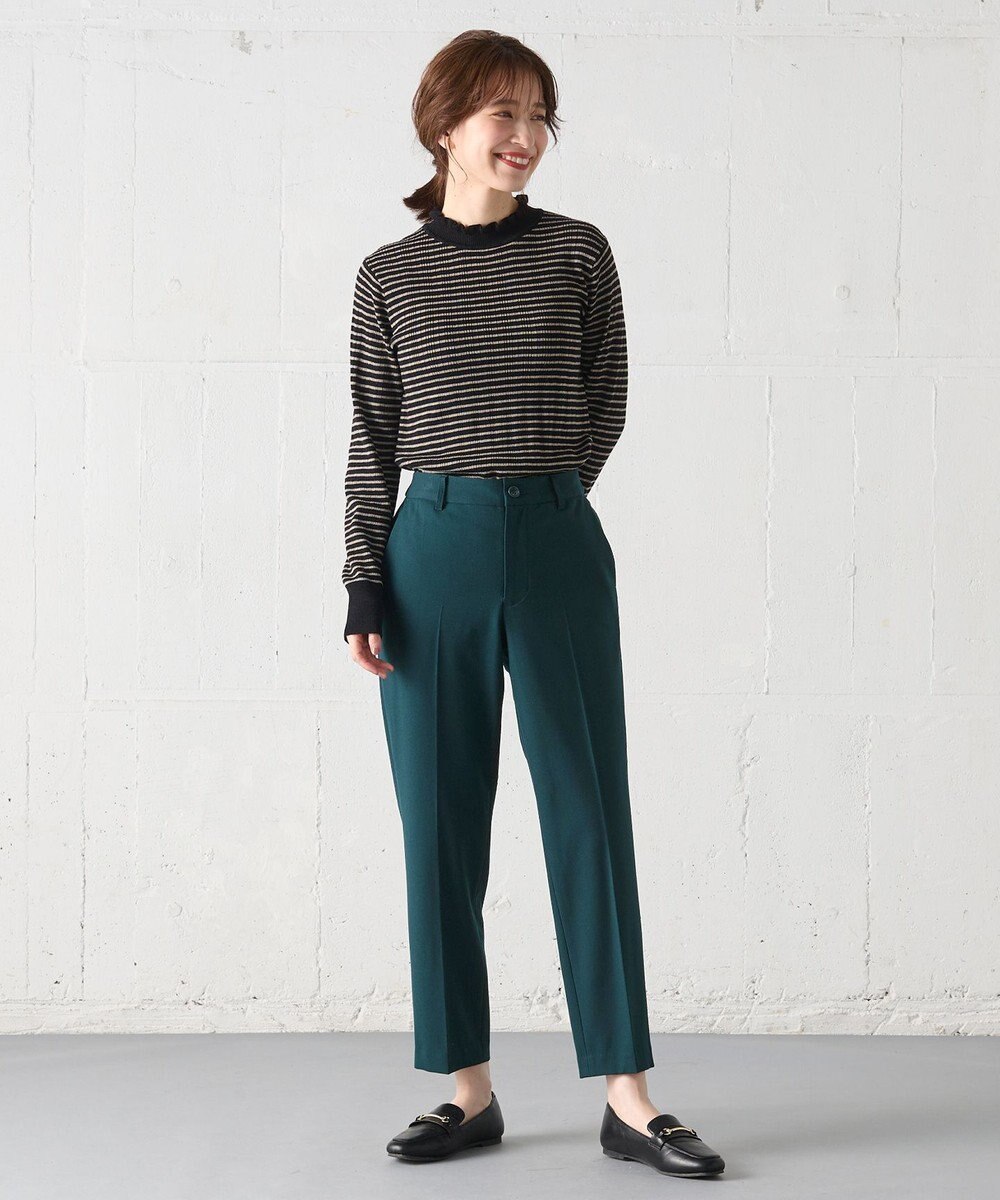 ANY 【洗濯機可/吸湿発熱】フリルネックリブニット 