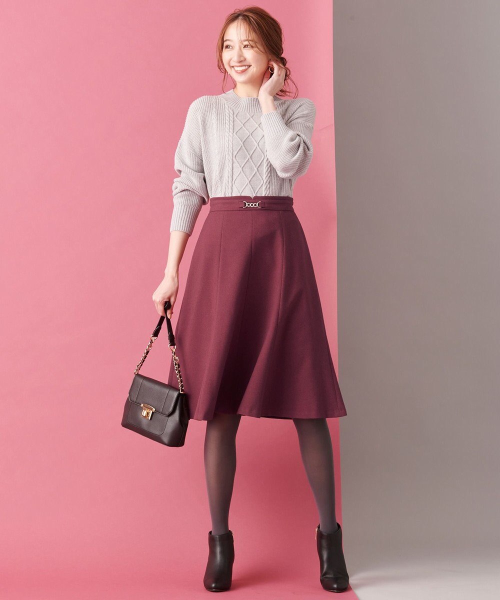 ANY SIS 【洗える】スフレハイネックケーブル ニット 