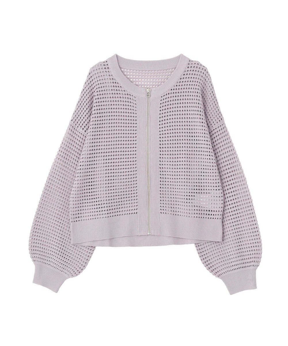 AMERICAN HOLIC 【先行予約】ジップアップメッシュニットカーディガン【WEB限定カラー有り】 