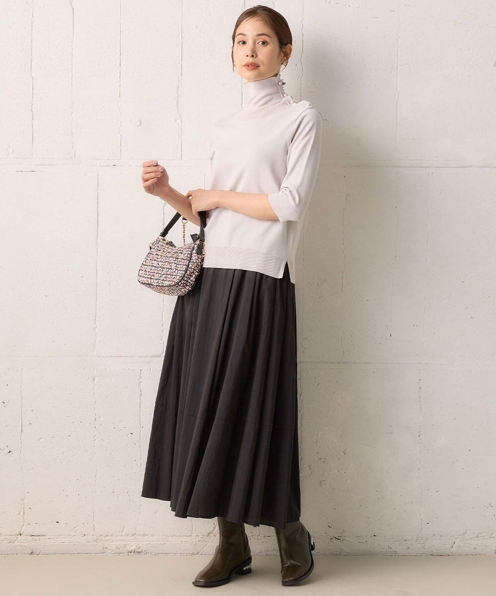 組曲 【洗える・後ろゴム】ナイロンリヨセルタフタ フレアスカート 
