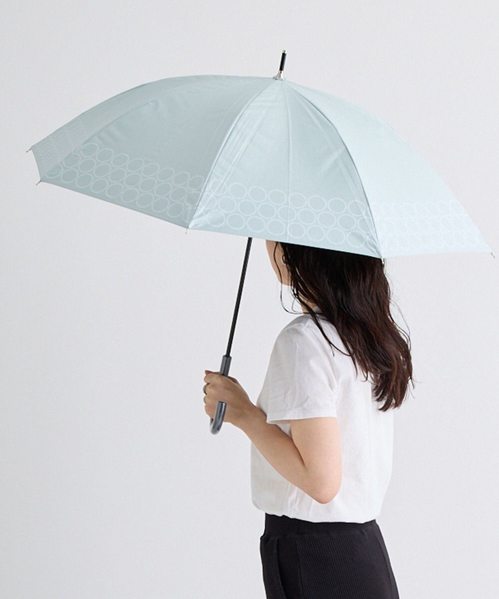 MOONBAT 晴雨兼用日傘 長傘 まるボーダー／遮光 遮熱 UV 