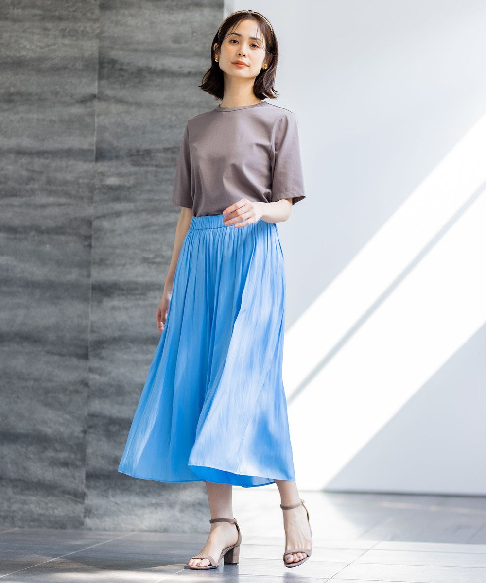 組曲 S 【汗ジミ防止・撥水】GIZAプレーティング天竺バックパール Tシャツ 