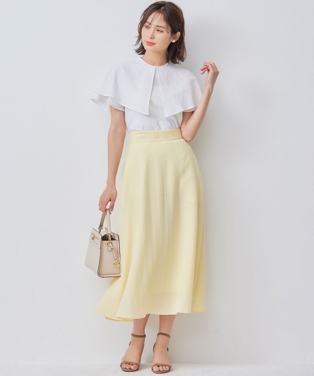 組曲 ステッチストライプドビー フレアスカート 