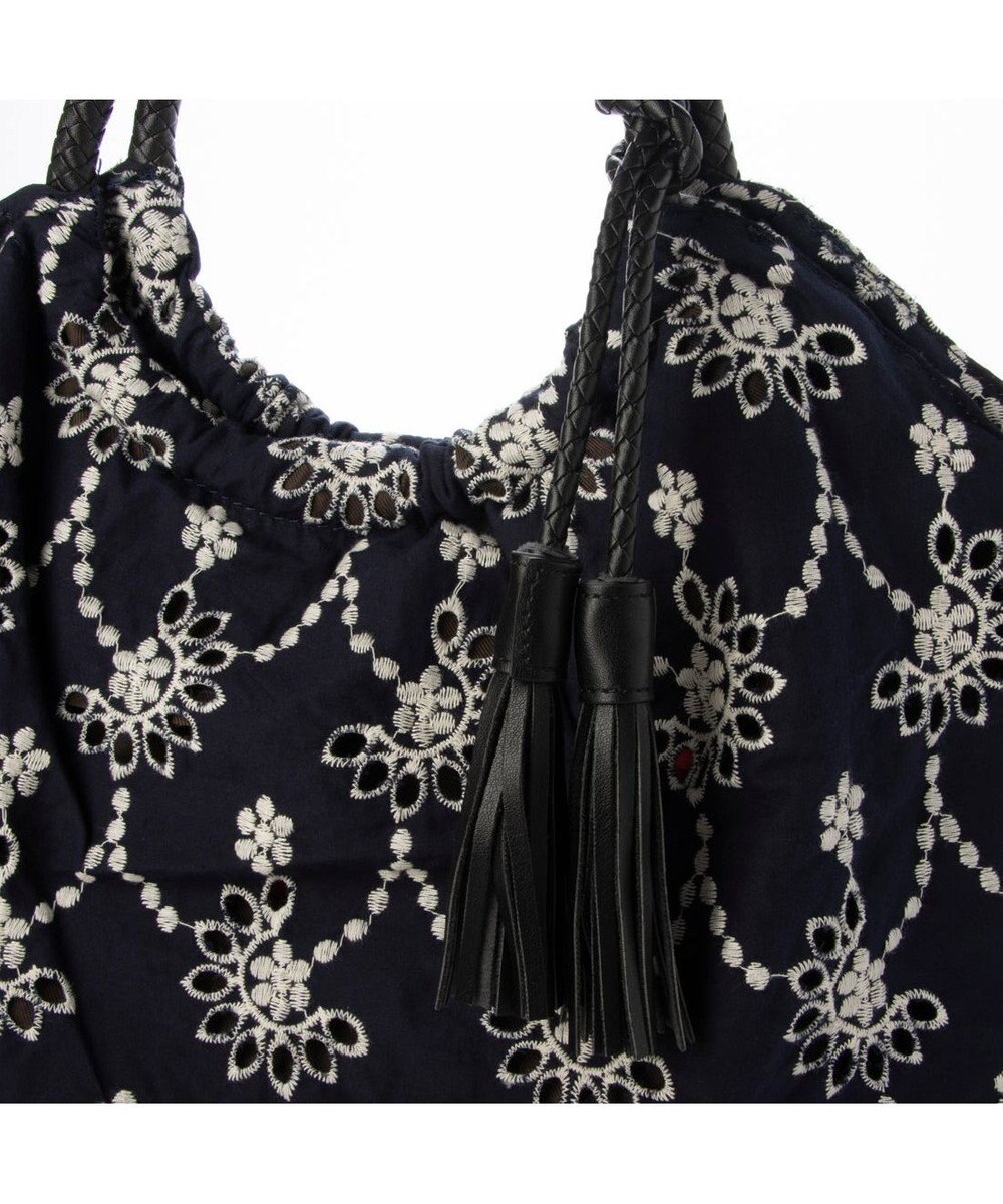 UNBILLION カシュカシュ cachecache / 花刺繍メッシュハンドルトートバッグ 
