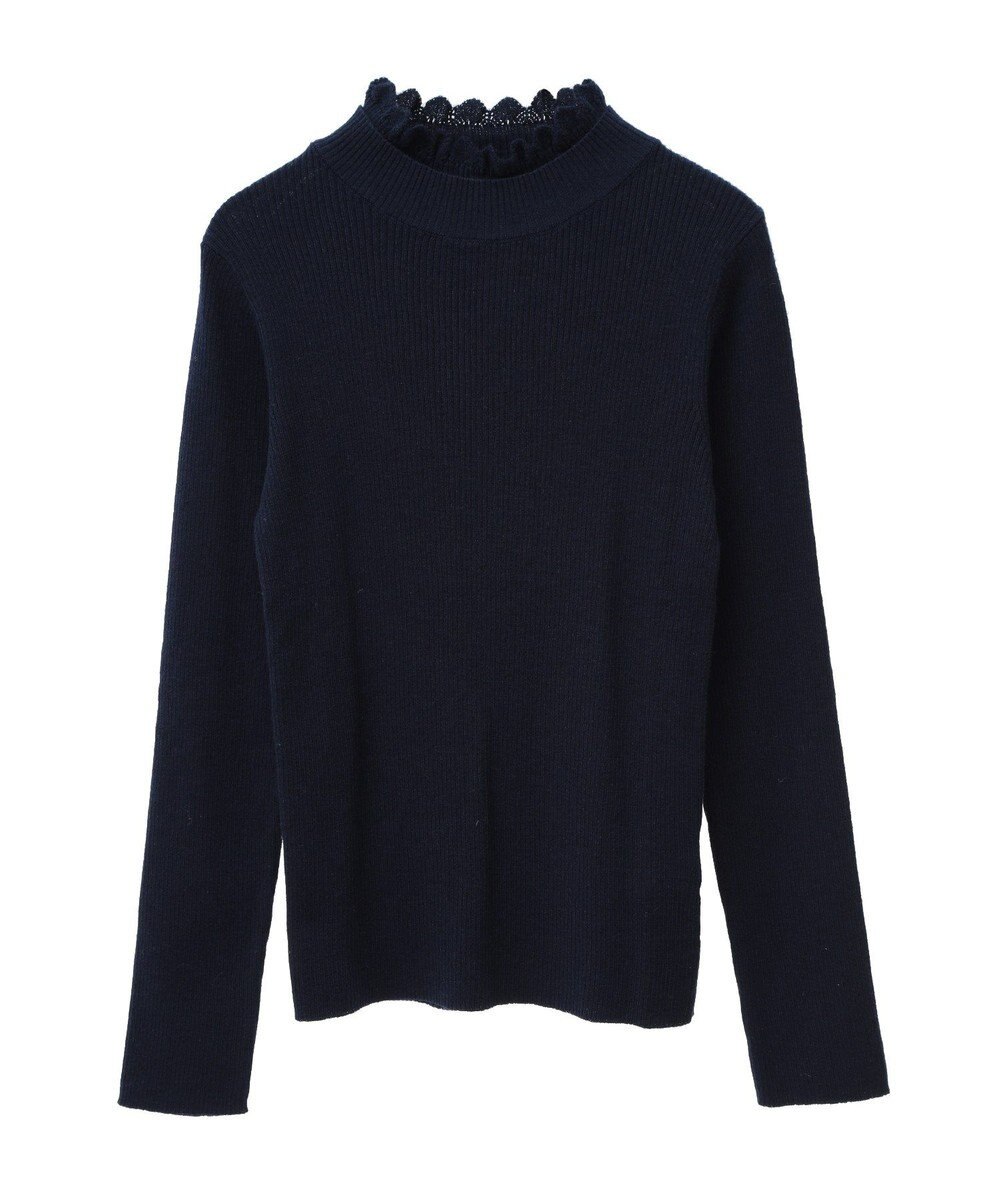 earth music&ecology レーシーハイネックリブプルオーバー 