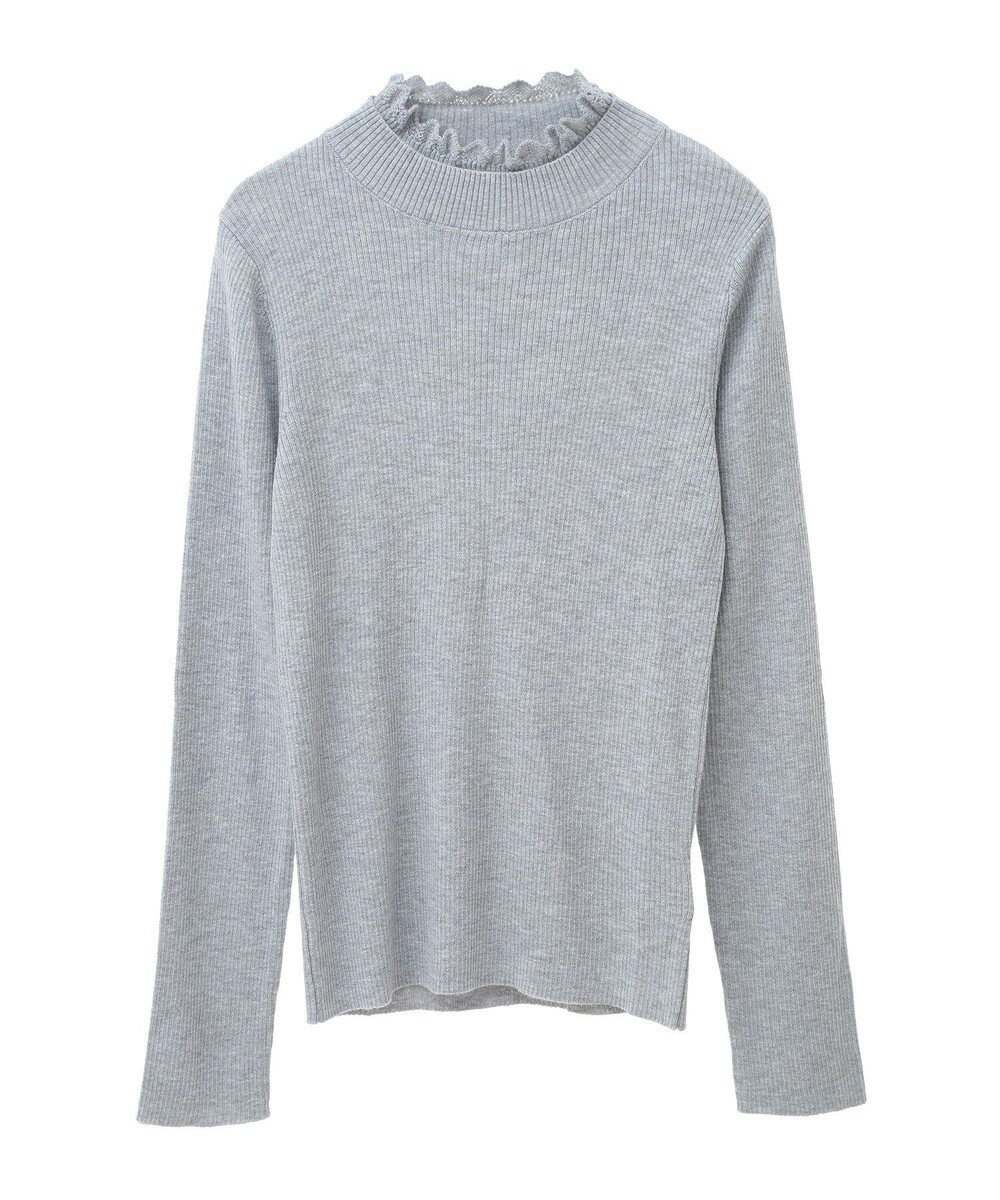 earth music&ecology レーシーハイネックリブプルオーバー 