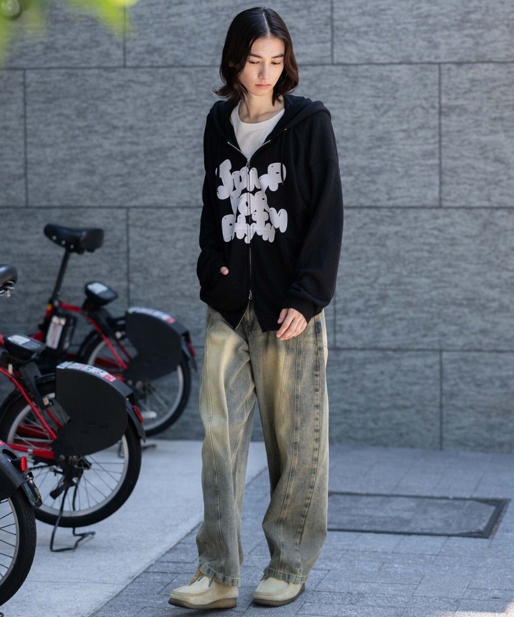 WEGO 【ユニセックス着用ITEM/MLサイズ展開】メッシュロゴジップパーカー 