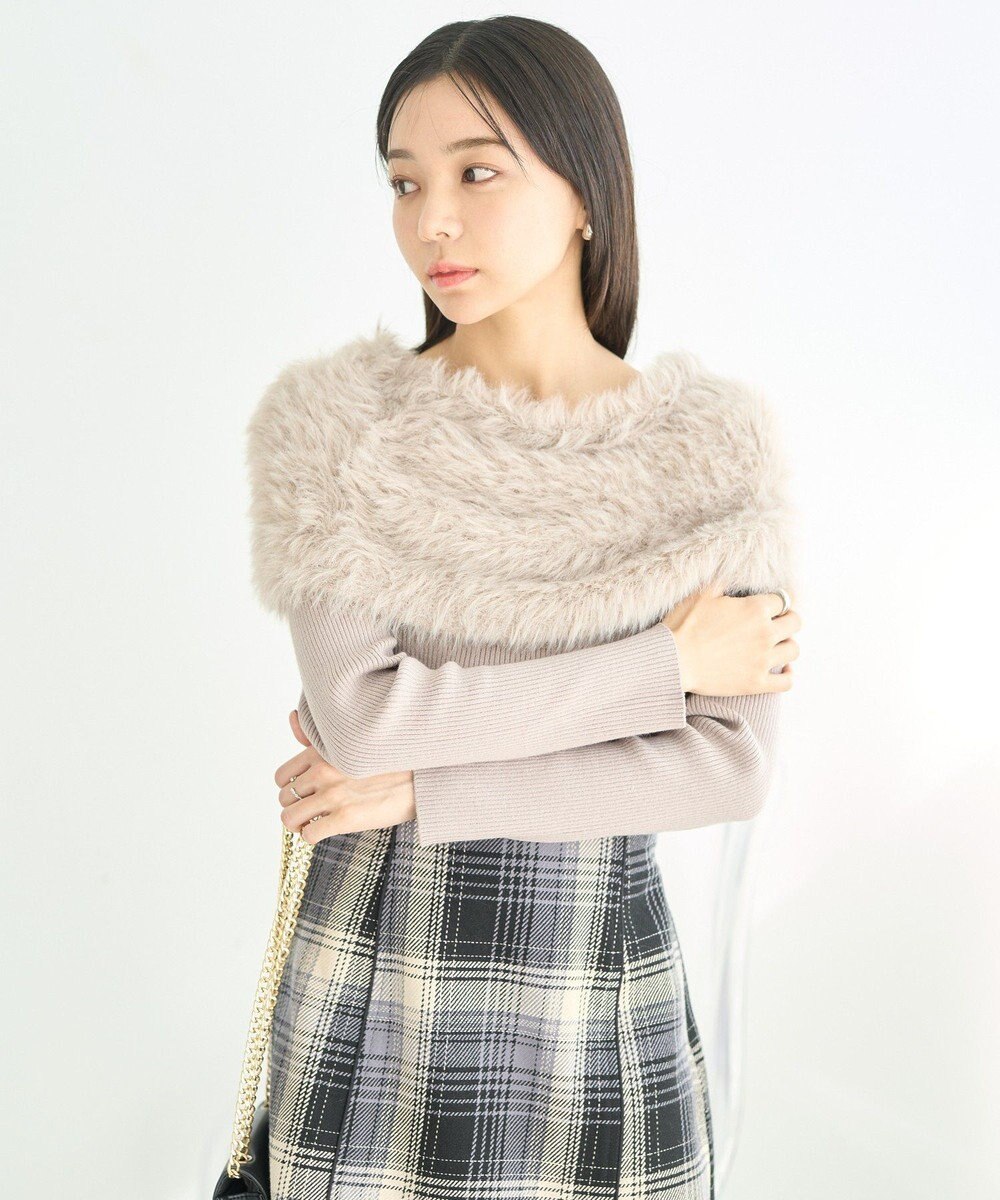 earth music&ecology ＳＥＴ２点ケープ＋リブニットプルオーバー 