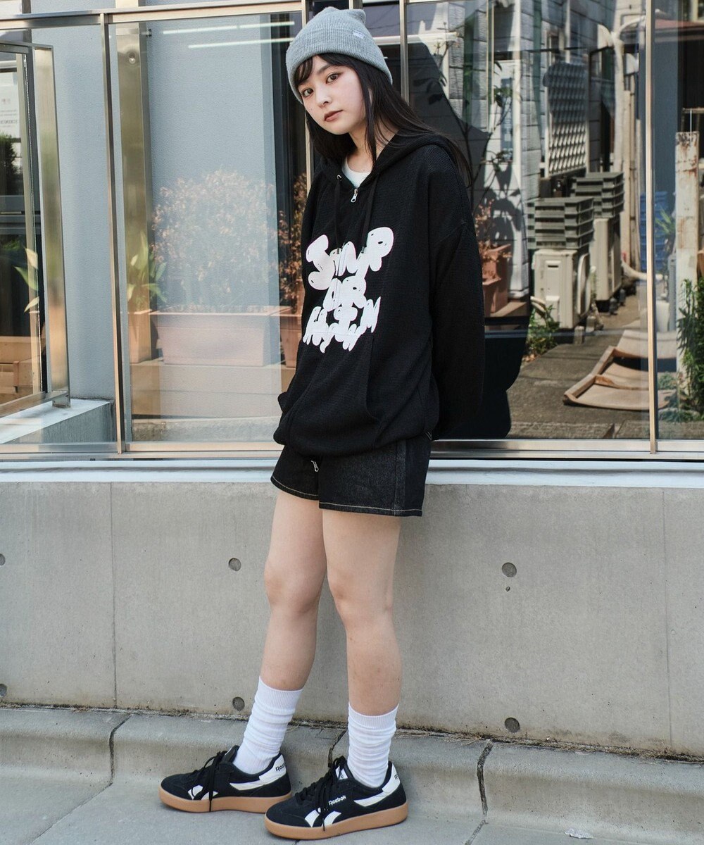 WEGO 【ユニセックス着用ITEM/MLサイズ展開】メッシュロゴジップパーカー 