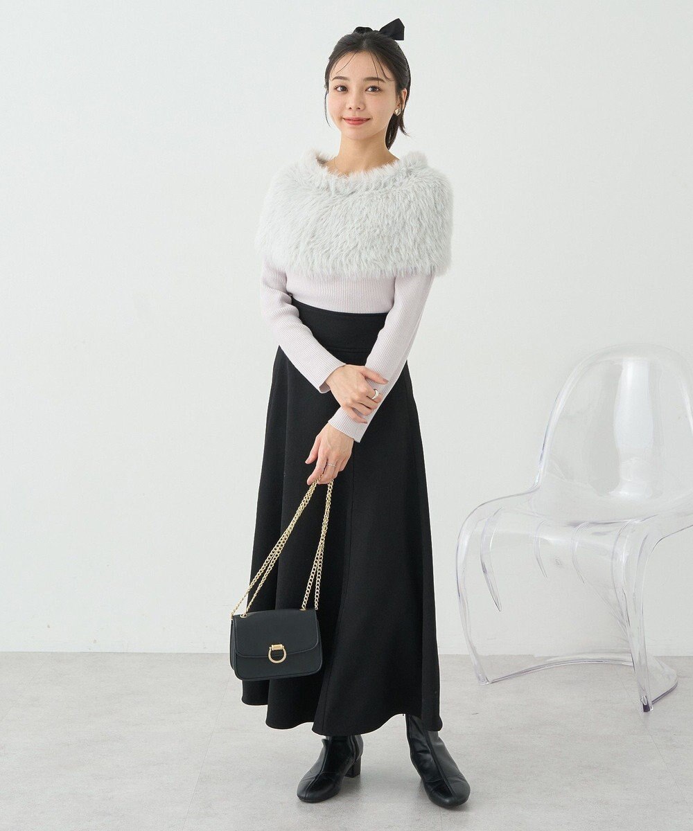 earth music&ecology ＳＥＴ２点ケープ＋リブニットプルオーバー 