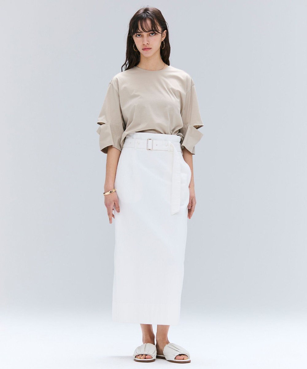 BEIGE， 【洗える・Oggi ８月号掲載】NAVIGLIO / ベルト付きハイウエストデニムスカート 