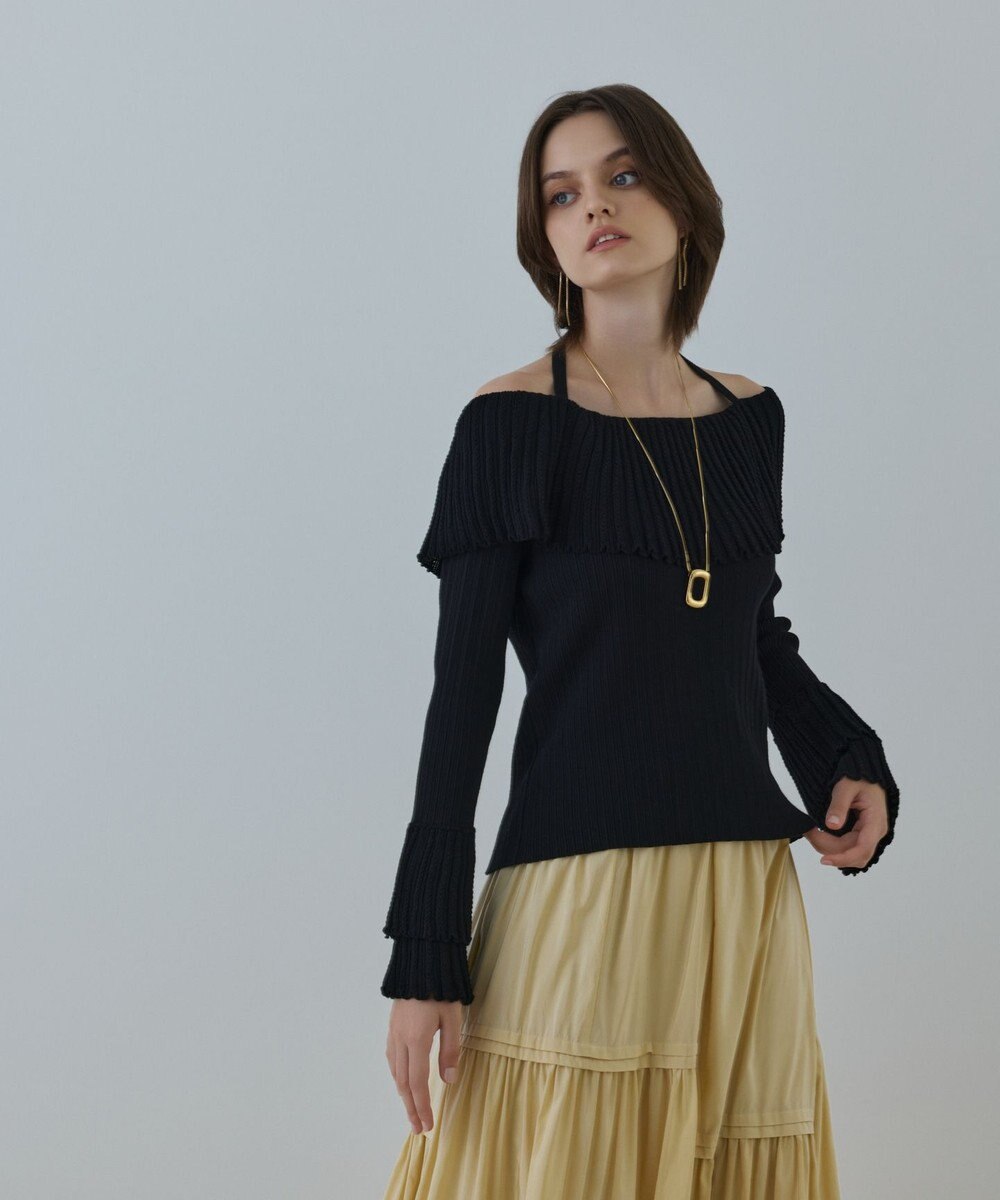 GRACE CONTINENTAL アイレットフレアニットトップ 