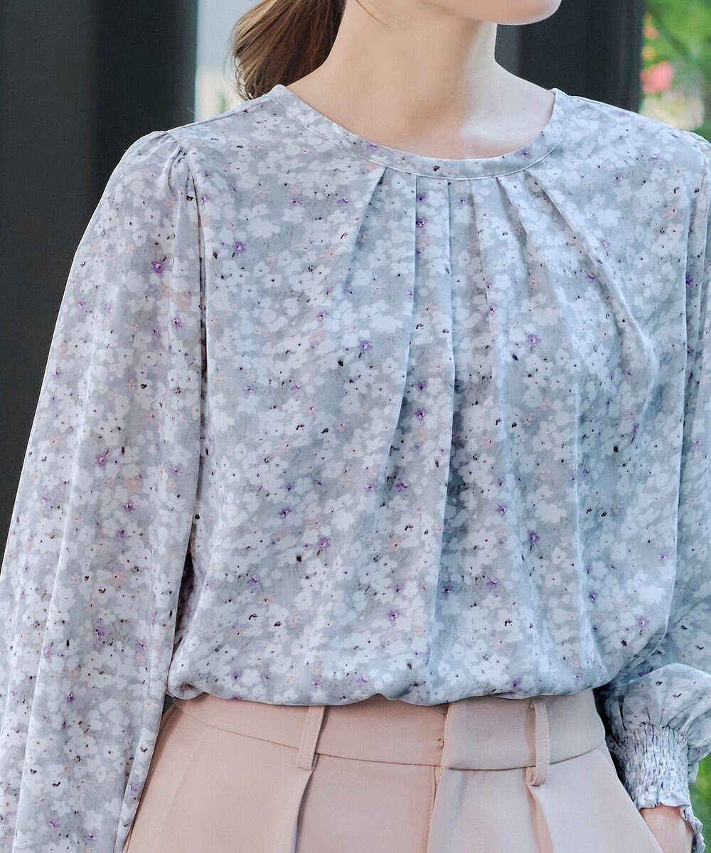 Tiaclasse 【洗える】2WAY花柄ブラウス 