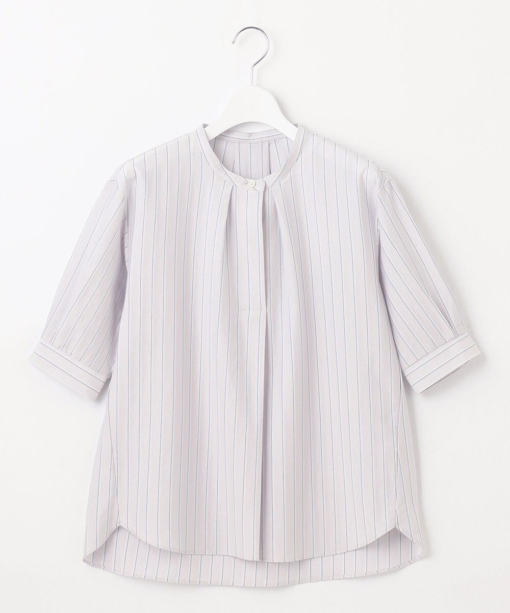 J.PRESS LADIES S 【イージーケア】ストライプジャージー バンドカラー カットソー 