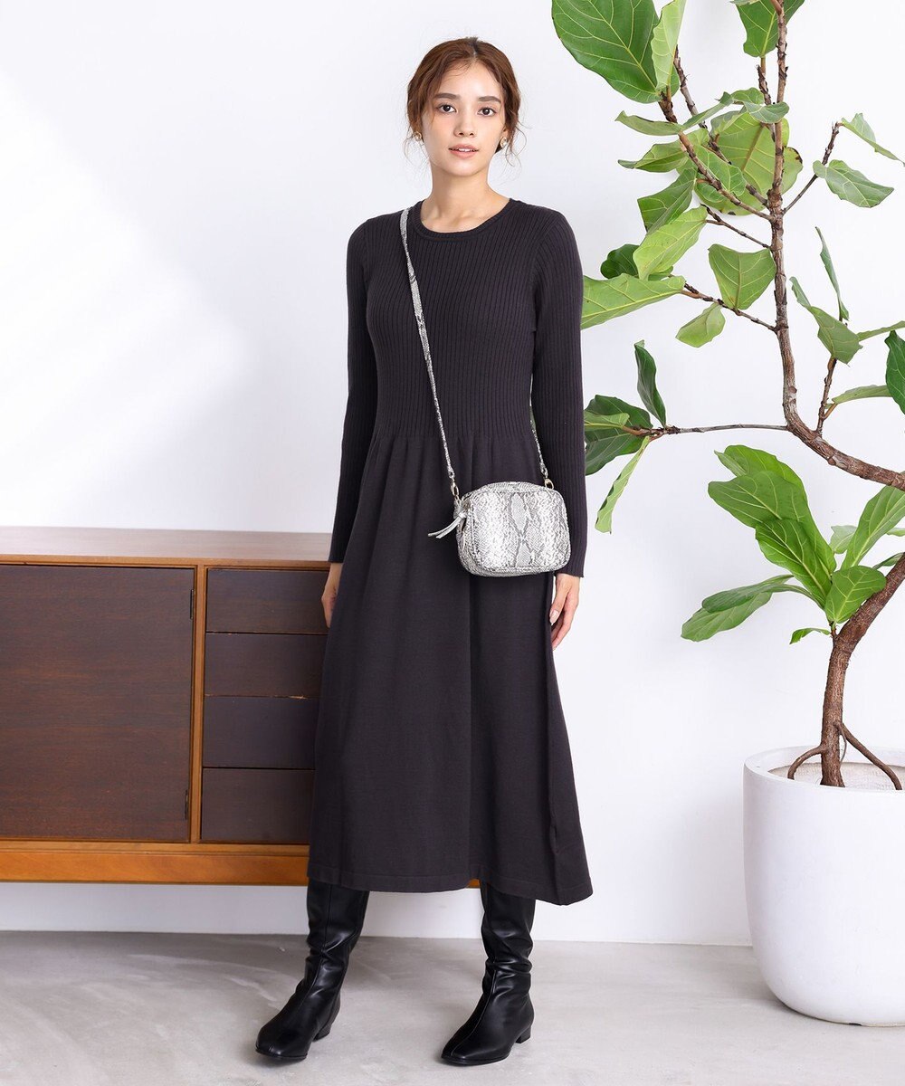 Tiaclasse 【2点セット】ケーブルトップス＆ニットワンピースセット 