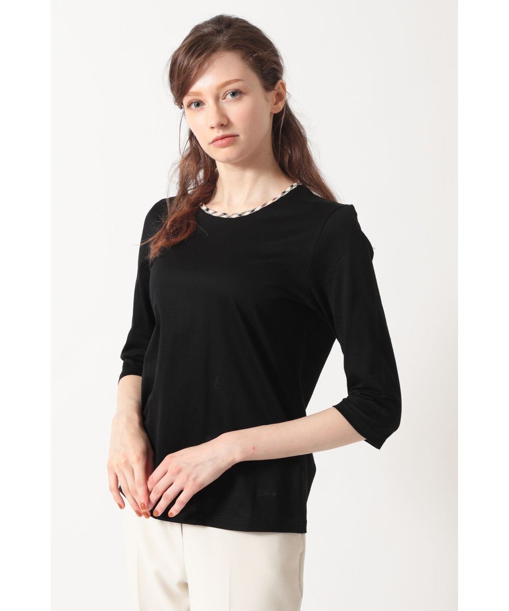 DAKS ハウスチェックトリム七分袖カットソー 