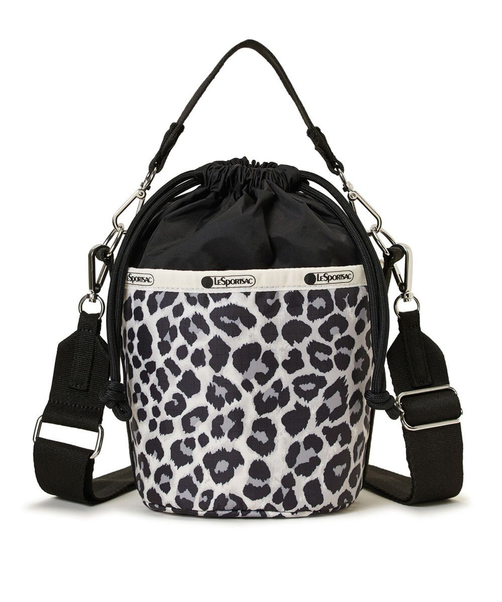 LeSportsac SM DRAWSTRING BUCKET/ニュートラルレオパード/ブラック 