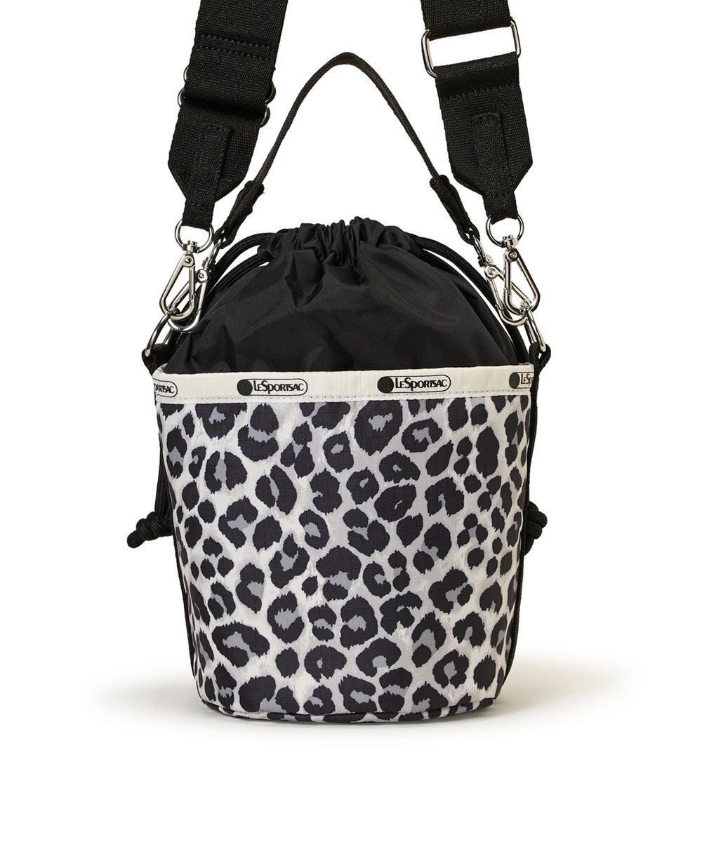 LeSportsac SM DRAWSTRING BUCKET/ニュートラルレオパード/ブラック 