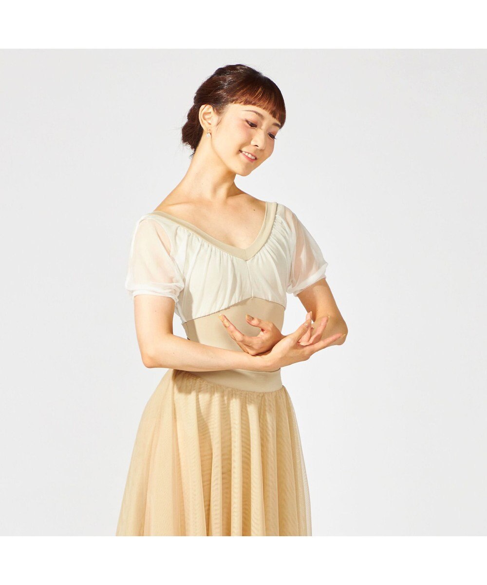 Chacott ドレープスリーブレオタード 