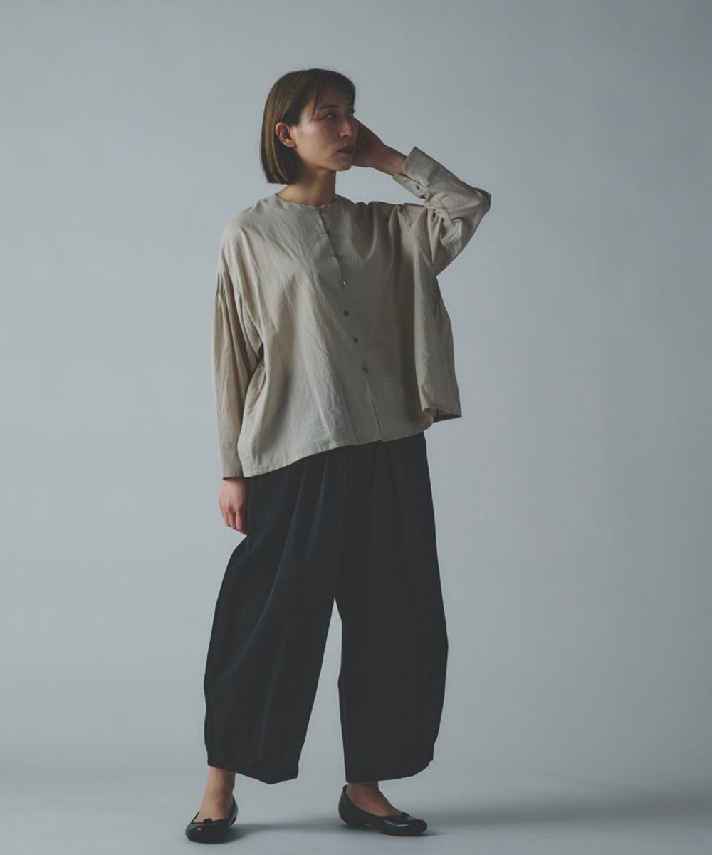 muuc コットンローン長袖ブラウス 