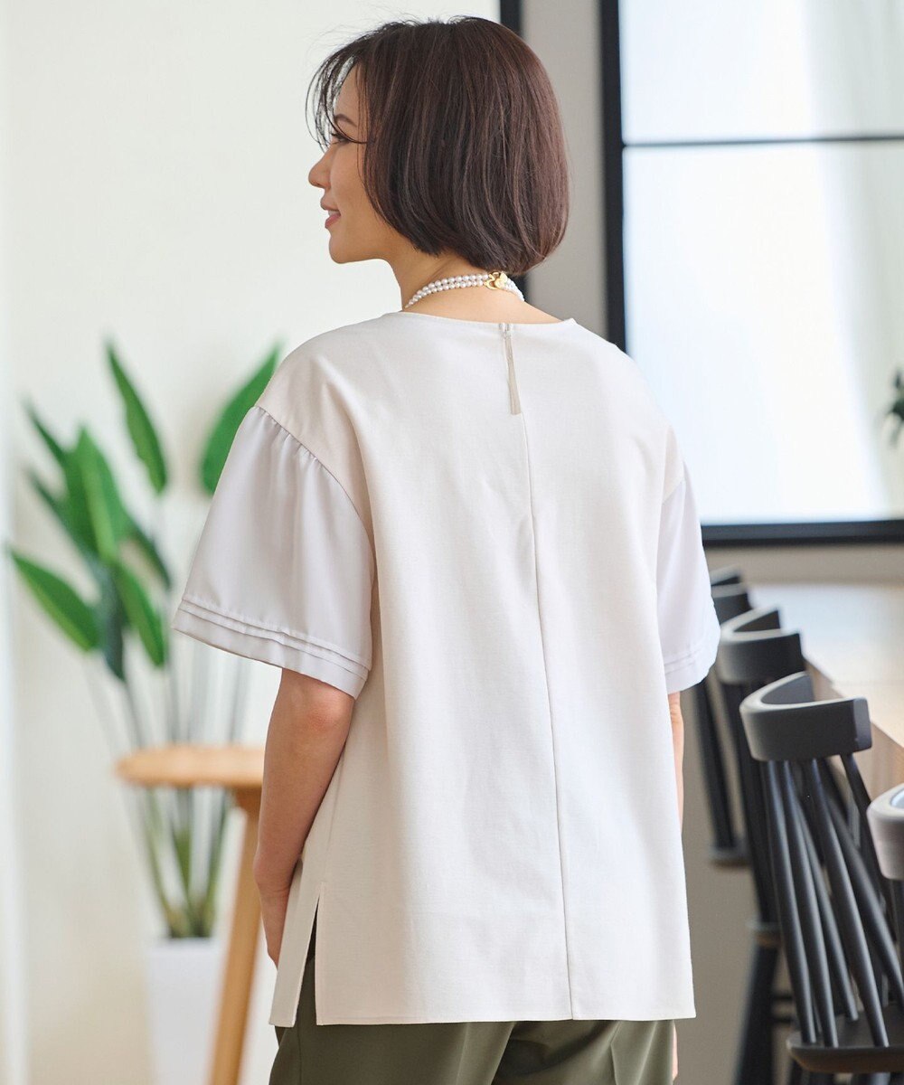 自由区 【WEB限定カラーあり】【UVカット・吸水速乾・洗える】ツイストプレーンラッフルスリーブ カットソー 