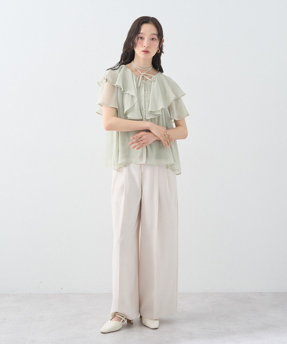 earth music&ecology チョーカー付き楊柳ラッフルブラウス 