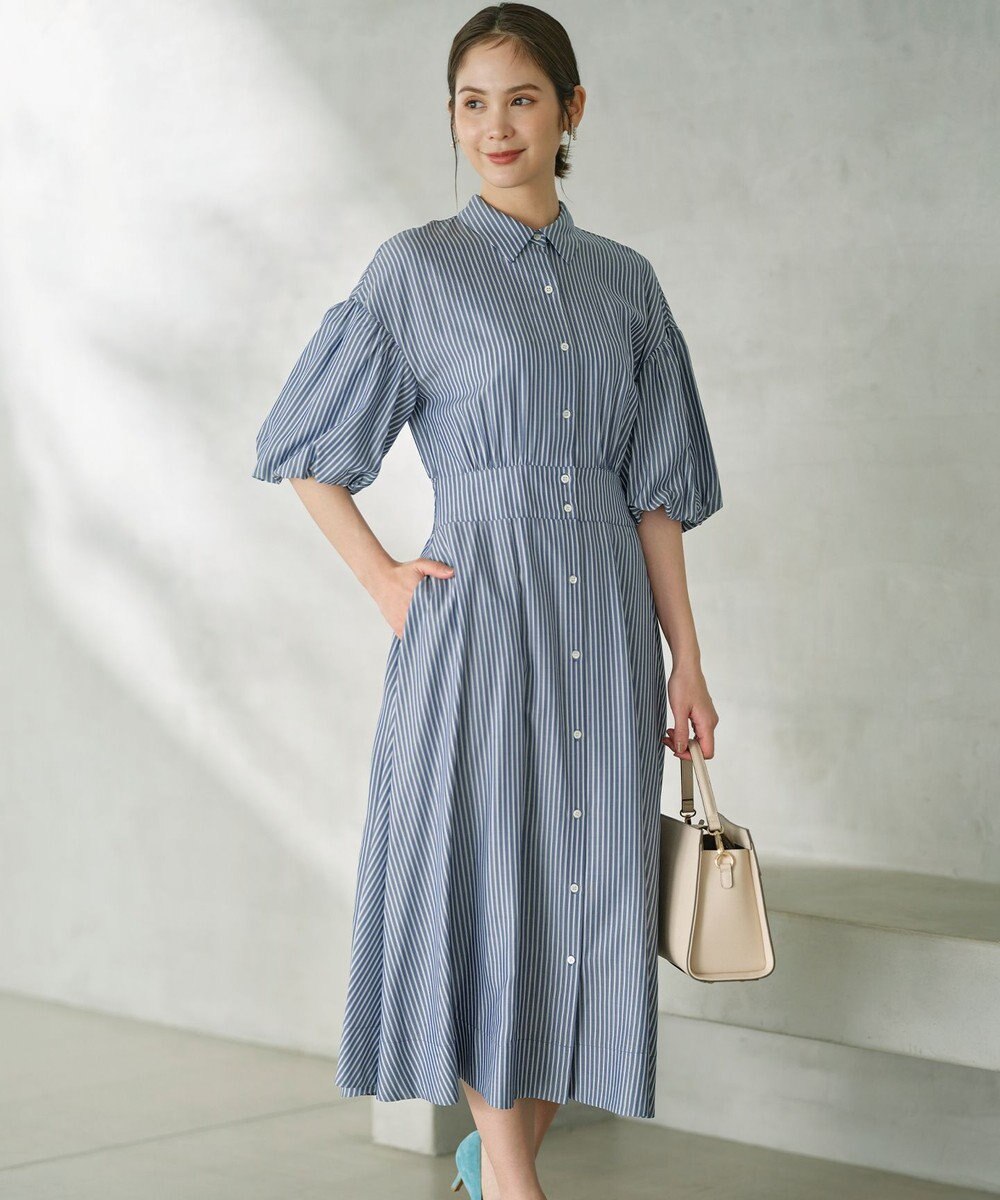 組曲 L 【WEB限定カラーあり】ボリュームスリーブシャツワンピース 