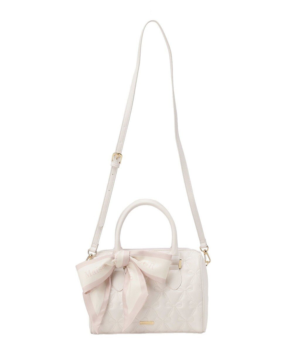 Maison de FLEUR スカーフ付きリボンキルティング2Wayボストン 