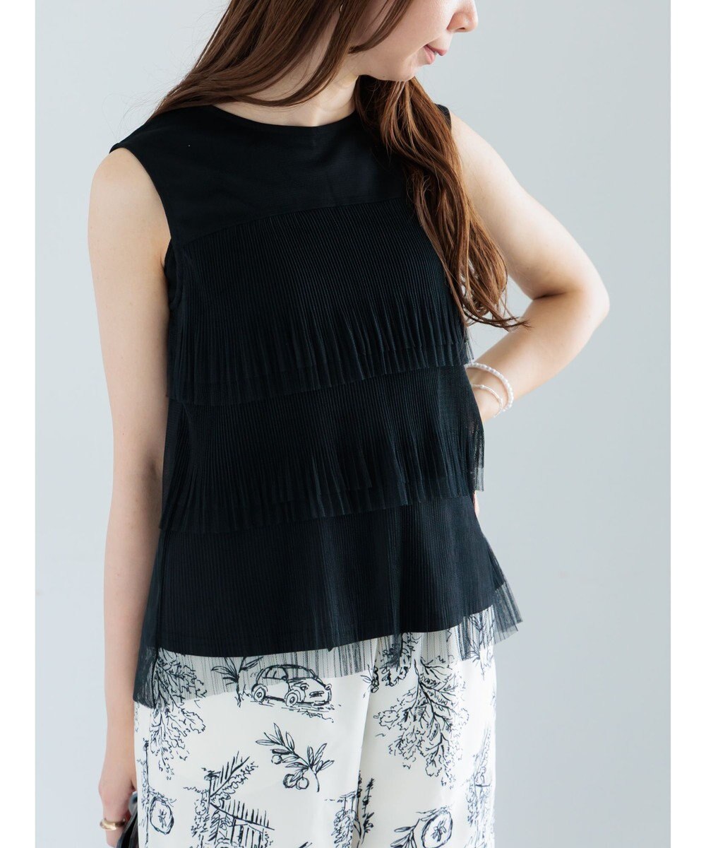 Te chichi ティアードチュールプリーツブラウス 