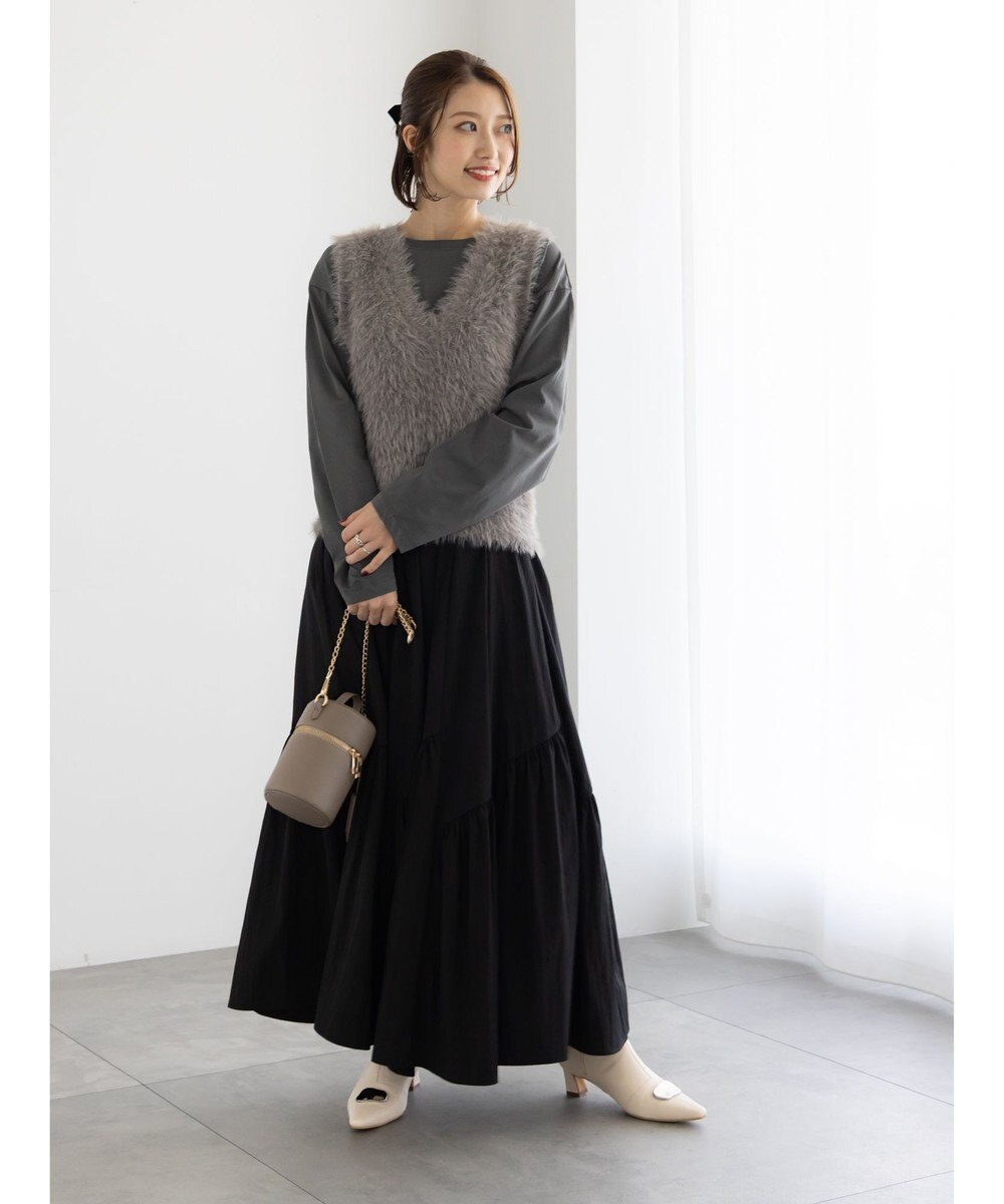 Te chichi シャギーヤーンVネックベスト 