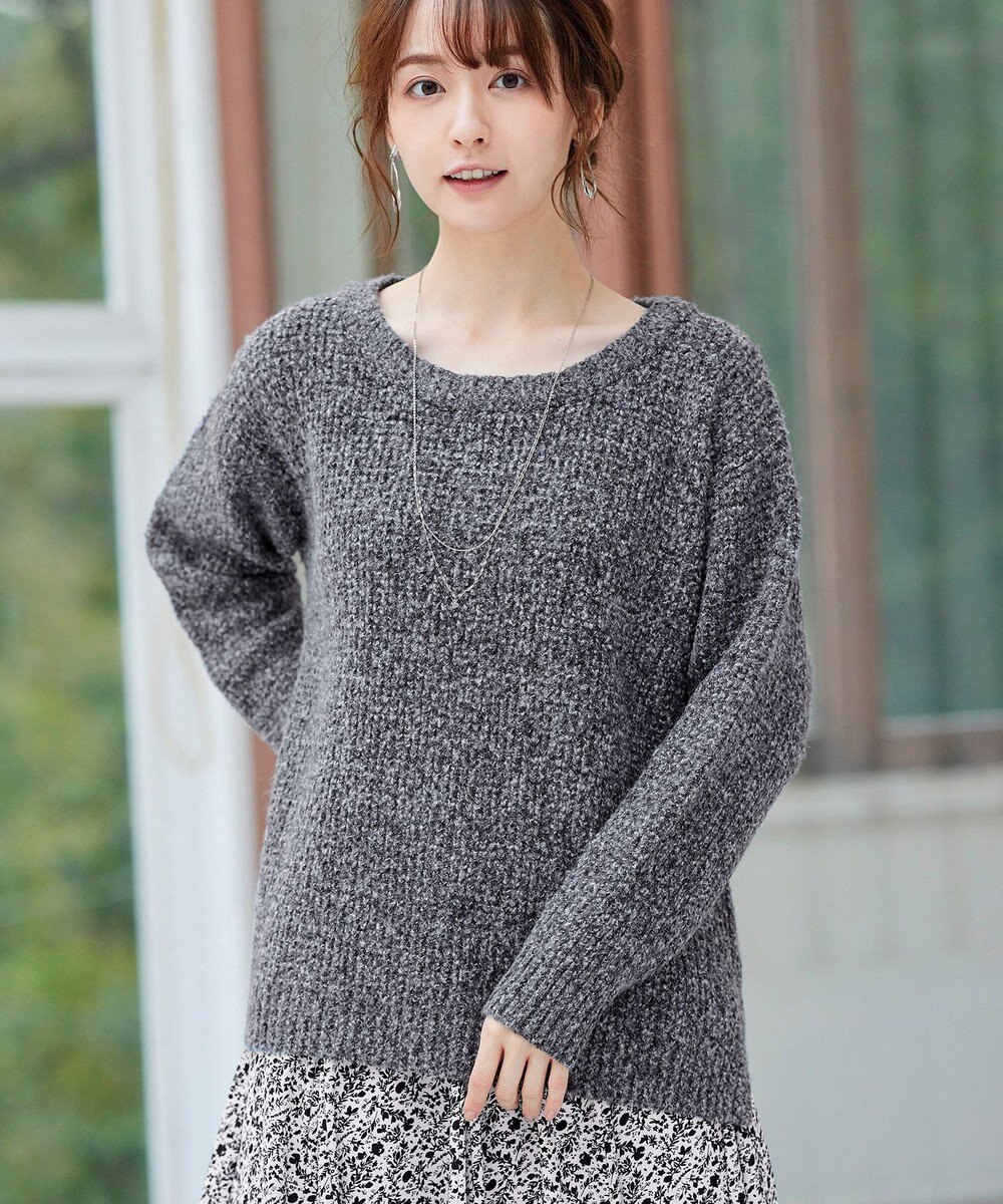 Tiaclasse 【洗える】大人可愛いワッフルニットトップス 