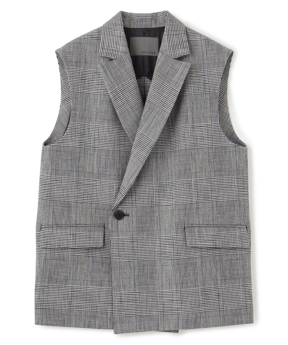 uncrave グレンチェック ジレ 