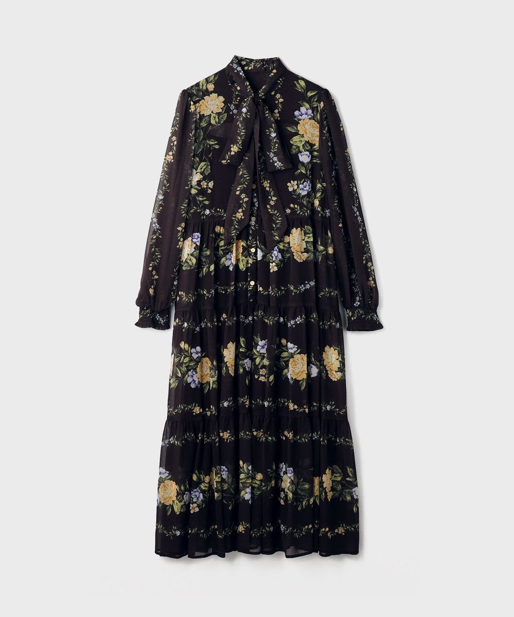 GRACE CONTINENTAL フラワープリントティアードワンピース 