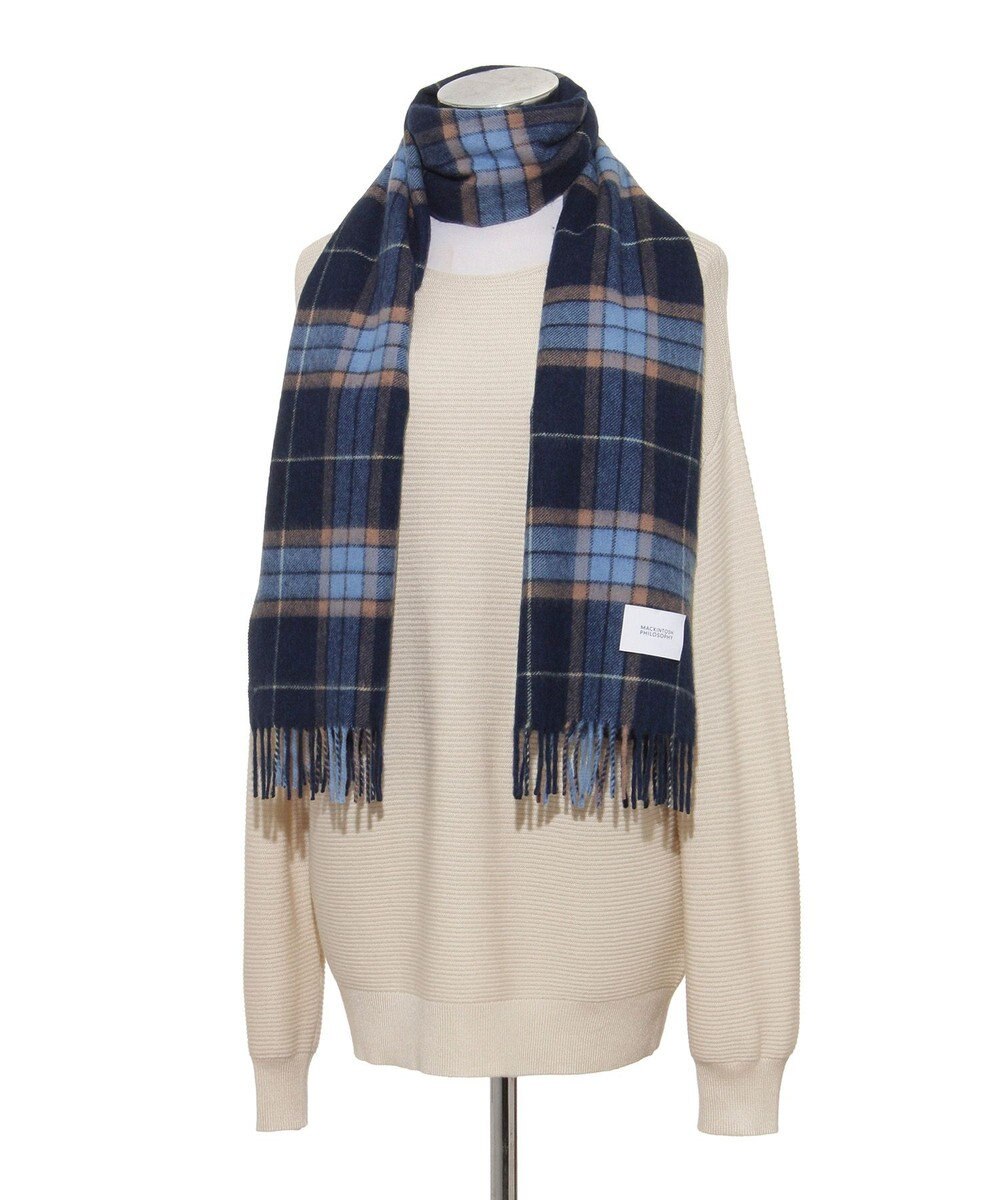 MOONBAT MACKINTOSH PHILOSOPHY(マッキントッシュ フィロソフィー）カシミヤ100％ クラシカルチェックマフラー 