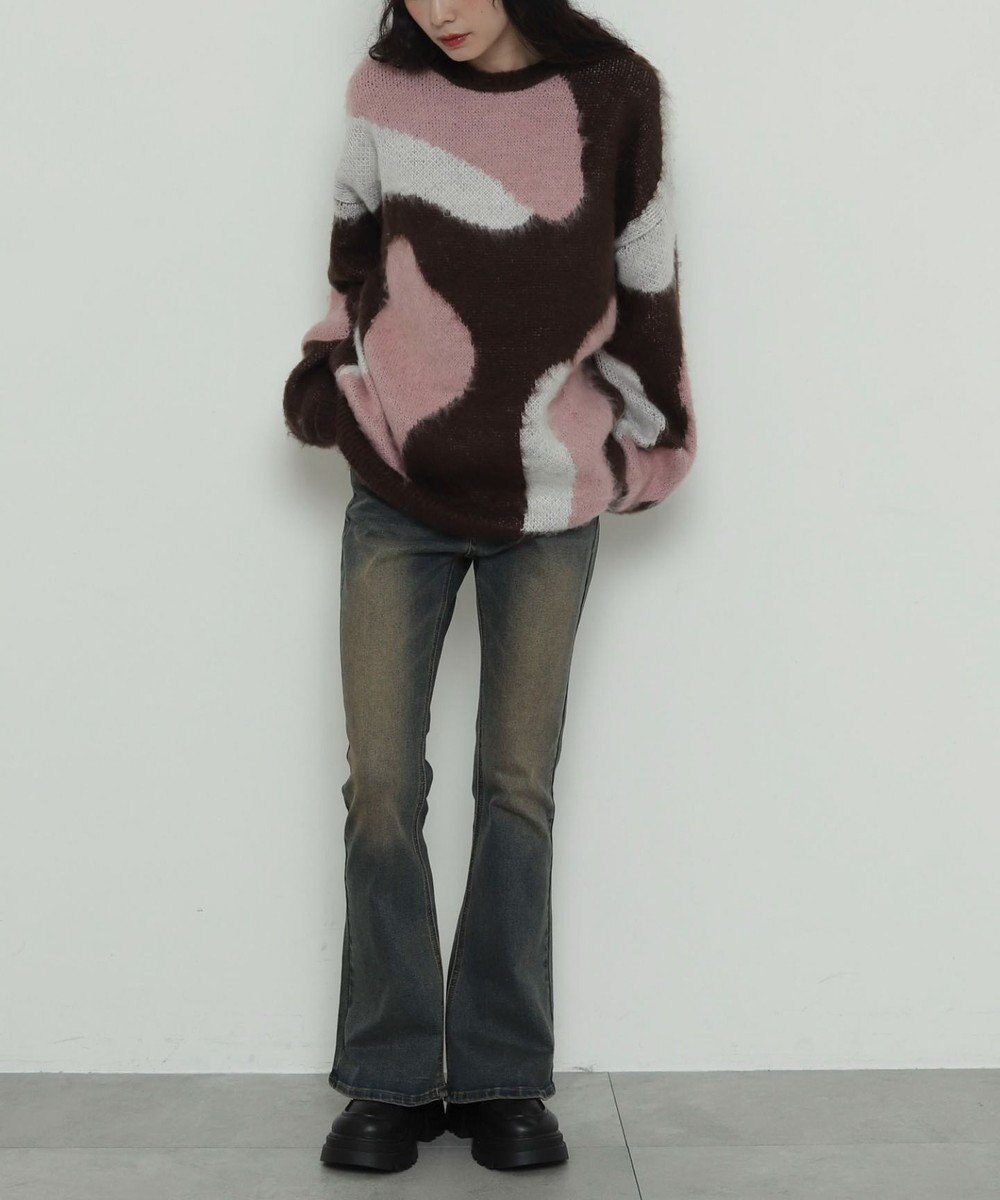 WEGO 【2025年秋冬新作】シャギーパターンニットBIGプルオーバー 