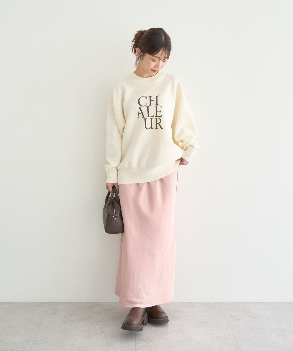 earth music&ecology 【洗濯機洗い可】スウェットライクロゴニットプルオーバー 