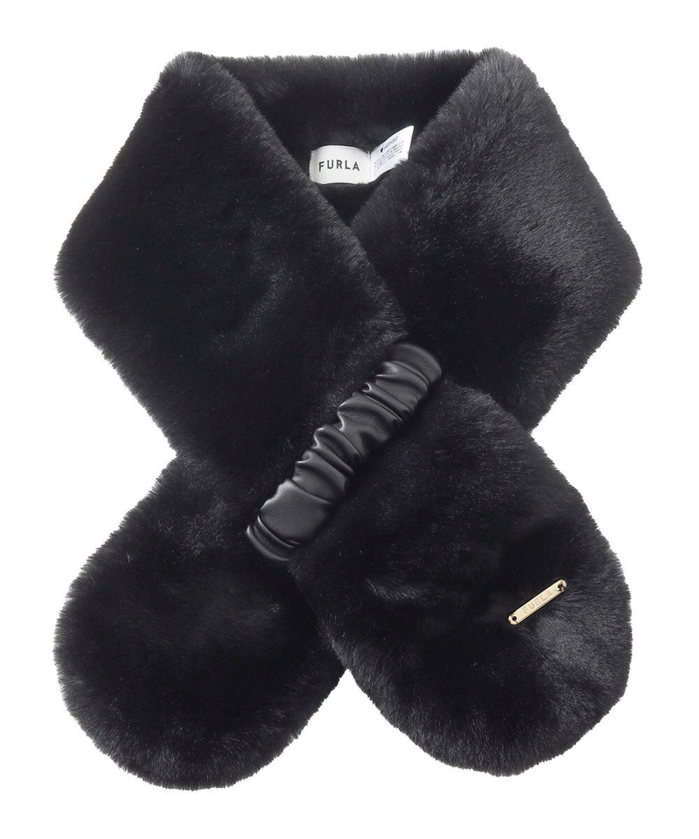 MOONBAT FURLA フェイクファーくしゅくしゅリボンマフラー 